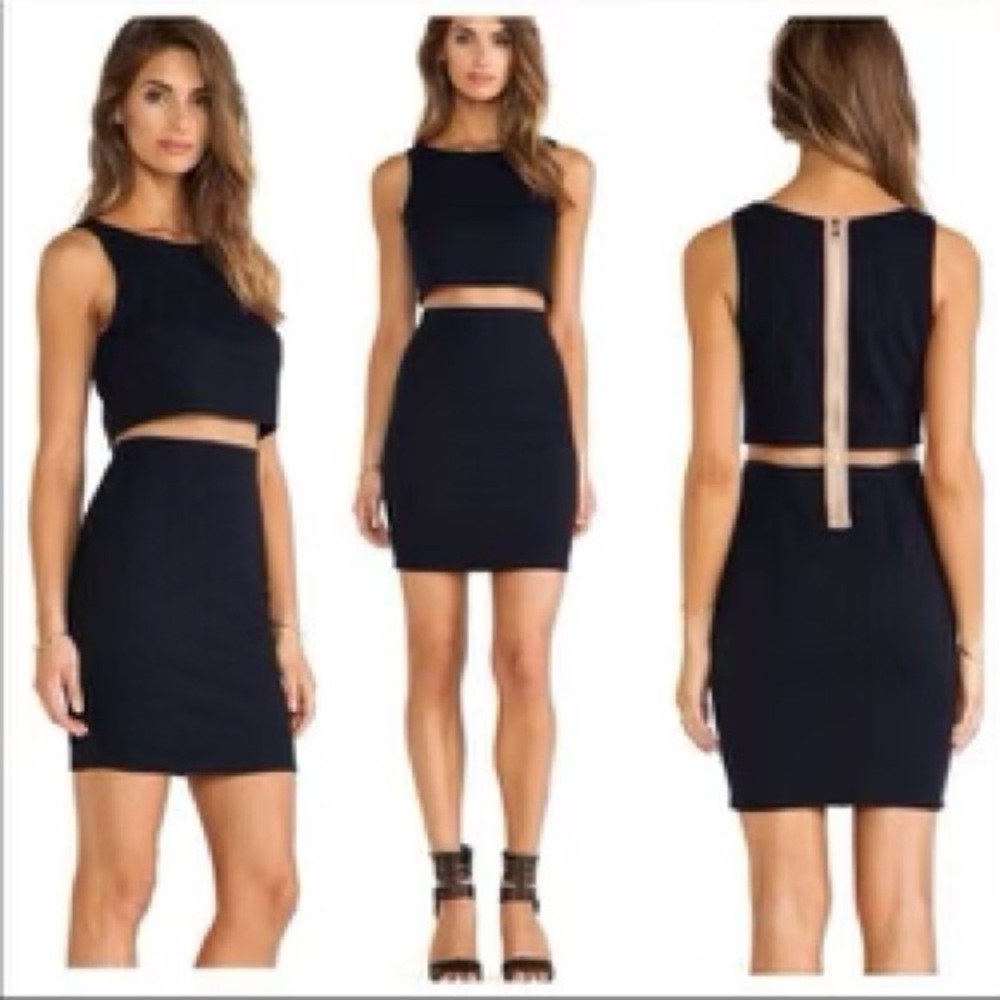 Bailey44 dress /Navy/bodycon dress. Sheer mid drift . brand-new!